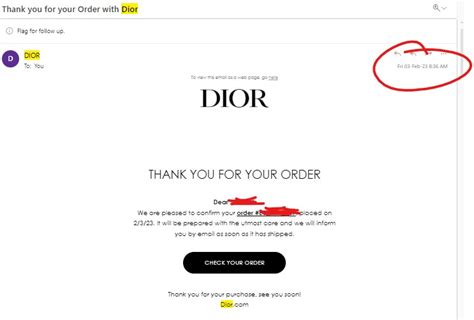 dior order confirmation email